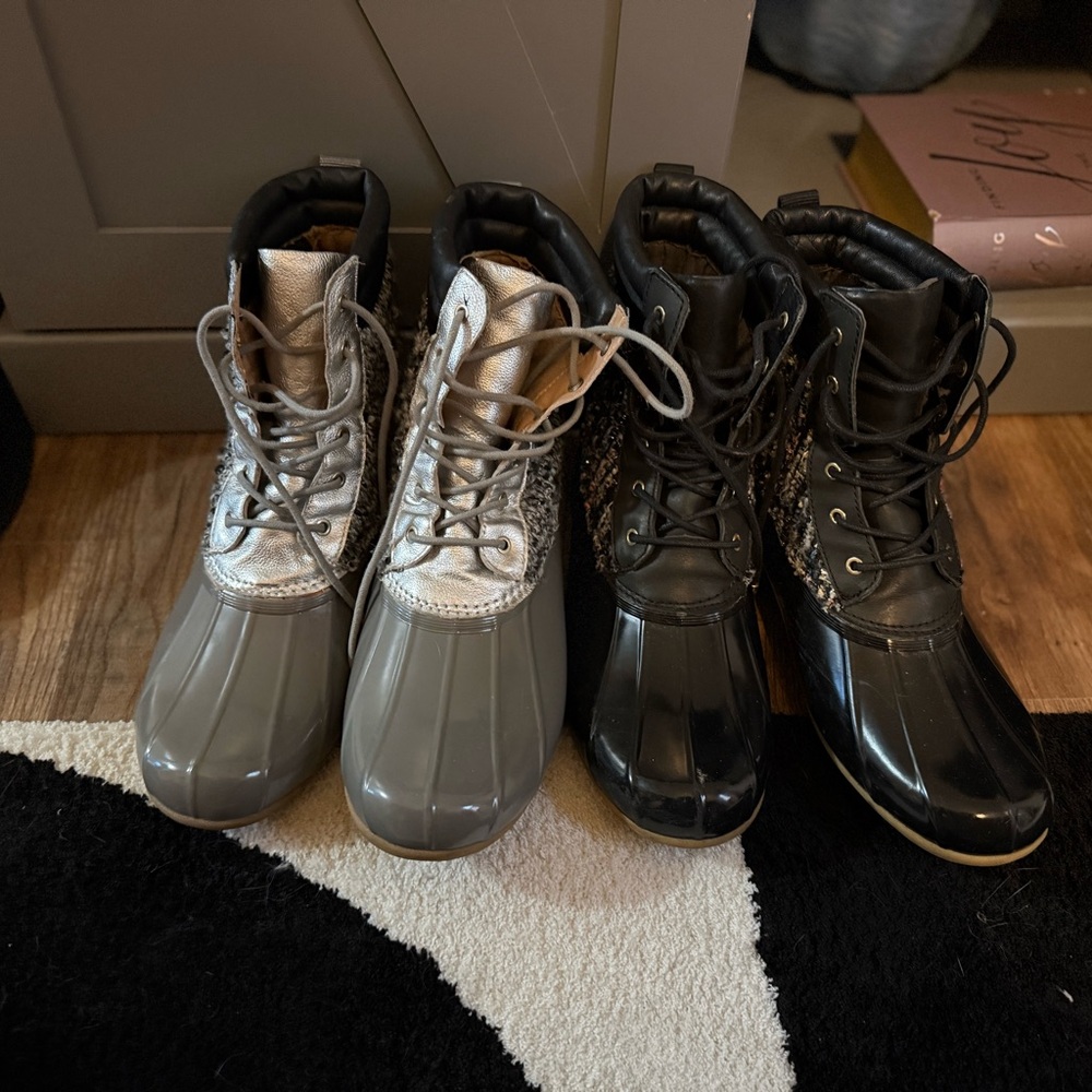 Sam Edelman boot bundle Black & Grey pairs of  Lace-Up Boots with Floral Pattern - Picture 6 of 6